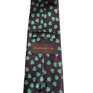 Traditional‎ Craft Mens Navy Blue Green Shamrock Clover St Patricks Day Tie